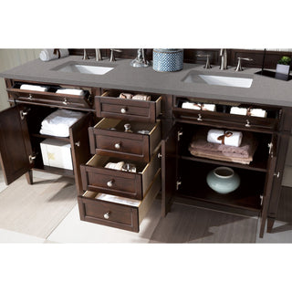 James Martin VanitiesBrittany 72" Double Vanity, Burnished Mahogany w/ 3 CM Grey Expo Quartz Top650 - V72 - BNM - 3GEXAloha Habitat