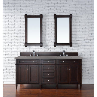 James Martin VanitiesBrittany 72" Double Vanity, Burnished Mahogany w/ 3 CM Grey Expo Quartz Top650 - V72 - BNM - 3GEXAloha Habitat