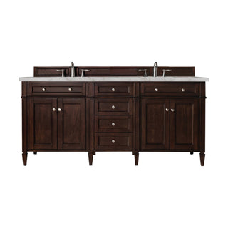 James Martin VanitiesBrittany 72" Double Vanity, Burnished Mahogany w/ 3 CM Victorian Silver Quartz Top650 - V72 - BNM - 3VSLAloha Habitat