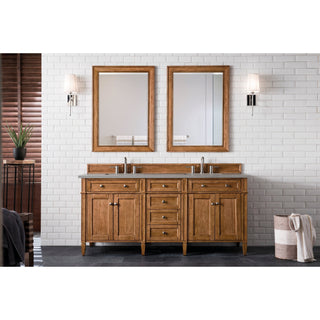 James Martin VanitiesBrittany 72" Double Vanity, Saddle Brown w/ 3 CM Grey Expo Quartz Top650 - V72 - SBR - 3GEXAloha Habitat