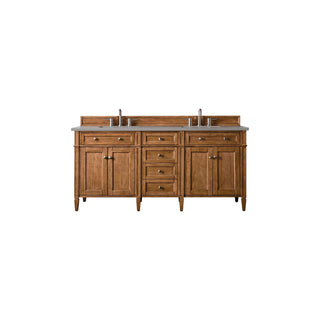 James Martin VanitiesBrittany 72" Double Vanity, Saddle Brown w/ 3 CM Grey Expo Quartz Top650 - V72 - SBR - 3GEXAloha Habitat