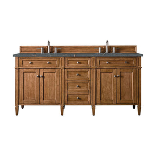 James Martin VanitiesBrittany 72" Double Vanity, Saddle Brown w/ 3 CM Parisien Bleu Quartz Top650 - V72 - SBR - 3PBLAloha Habitat