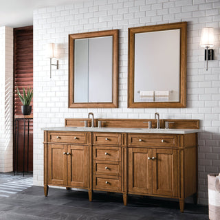 James Martin VanitiesBrittany 72" Double Vanity, Saddle Brown w/ 3 CM Victorian Silver Quartz Top650 - V72 - SBR - 3VSLAloha Habitat