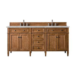 James Martin VanitiesBrittany 72" Double Vanity, Saddle Brown w/ 3 CM Victorian Silver Quartz Top650 - V72 - SBR - 3VSLAloha Habitat