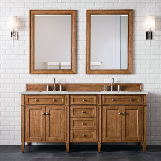 James Martin VanitiesBrittany 72" Double Vanity, Saddle Brown w/ 3 CM Victorian Silver Quartz Top650 - V72 - SBR - 3VSLAloha Habitat
