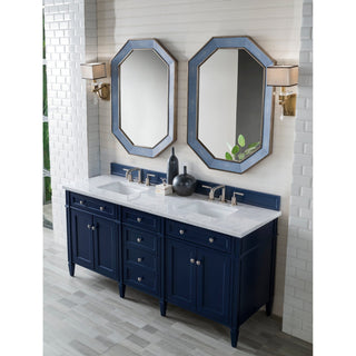 James Martin VanitiesBrittany 72" Double Vanity, Victory Blue w/ 3 CM Carrara Marble Top650 - V72 - VBL - 3CARAloha Habitat