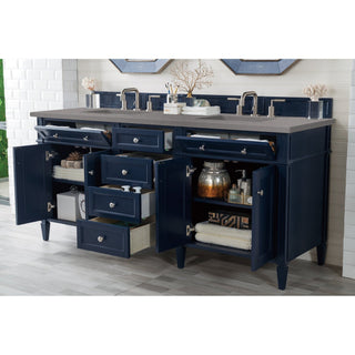 James Martin VanitiesBrittany 72" Double Vanity, Victory Blue w/ 3 CM Grey Expo Quartz Top650 - V72 - VBL - 3GEXAloha Habitat