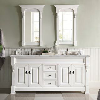 James Martin VanitiesBrookfield 72" Double Vanity, Bright White w/ 3 CM Victorian Silver Quartz Top147 - V72 - BW - 3VSLAloha Habitat
