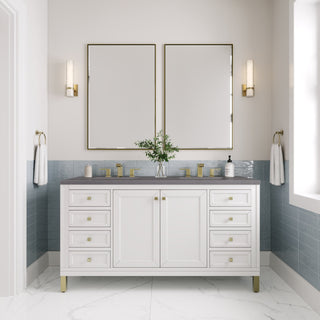 James Martin VanitiesChicago 60" Double Vanity, Glossy White w/ 3 CM Grey Expo Top305 - V60D - GW - 3GEXAloha Habitat