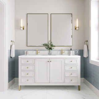 James Martin VanitiesChicago 60" Double Vanity, Glossy White w/ Single Hole 3 CM White Zeus Top & Backsplash305 - V60D - GW - 1WZAloha Habitat