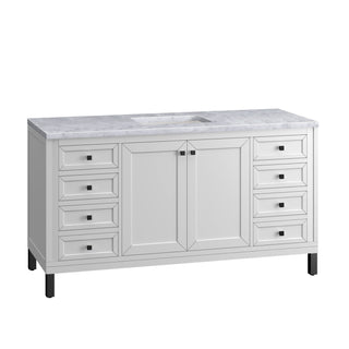 James Martin VanitiesChicago 60" Single Vanity, Glossy White w/ 3 CM Carrara Marble Top305 - V60S - GW - 3CARAloha Habitat