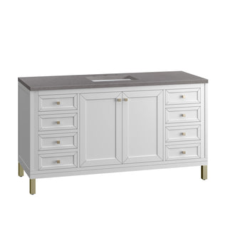 James Martin VanitiesChicago 60" Single Vanity, Glossy White w/ 3 CM Grey Expo Top305 - V60S - GW - 3GEXAloha Habitat