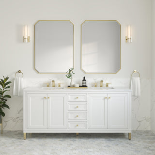 James Martin VanitiesChicago 72" Double Vanity, Glossy White w/ 3 CM Arctic Fall Top305 - V72 - GW - 3AFAloha Habitat