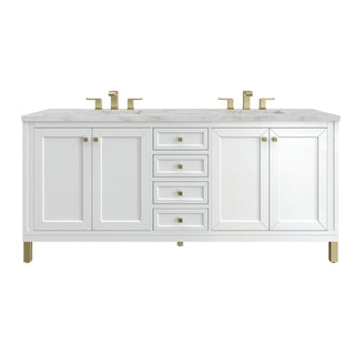 James Martin VanitiesChicago 72" Double Vanity, Glossy White w/ 3 CM Victorian Silver Top305 - V72 - GW - 3VSLAloha Habitat