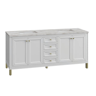 James Martin VanitiesChicago 72" Double Vanity, Glossy White w/ 3 CM Victorian Silver Top305 - V72 - GW - 3VSLAloha Habitat