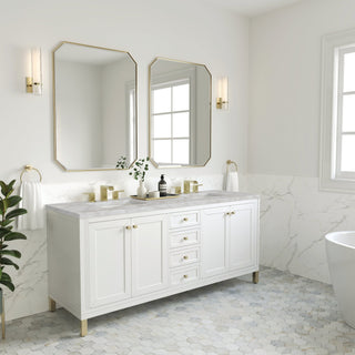 James Martin VanitiesChicago 72" Double Vanity, Glossy White w/ 3 CM Victorian Silver Top305 - V72 - GW - 3VSLAloha Habitat