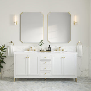 James Martin VanitiesChicago 72" Double Vanity, Glossy White w/ 3 CM White Zeus Top305 - V72 - GW - 3WZAloha Habitat