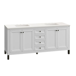 James Martin VanitiesChicago 72" Double Vanity, Glossy White w/ 3 CM White Zeus Top305 - V72 - GW - 3WZAloha Habitat