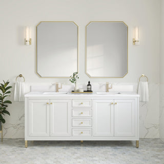 James Martin VanitiesChicago 72" Double Vanity, Glossy White w/ Single Hole 3 CM White Zeus Top & Backsplash305 - V72 - GW - 1WZAloha Habitat