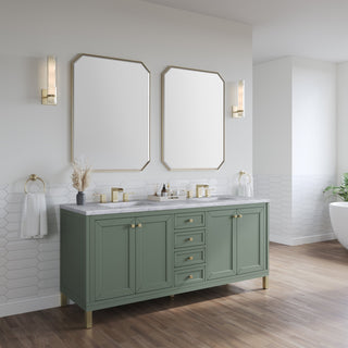James Martin VanitiesChicago 72" Double Vanity, Smokey Celadon w/ 3 CM Carrara Marble Top305 - V72 - SC - 3CARAloha Habitat