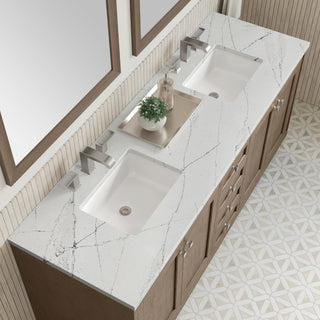 James Martin VanitiesChicago 72" Double Vanity, Whitewashed Walnut w/ 3 CM Ethereal Noctis Quartz Top305 - V72 - WWW - 3ENCAloha Habitat