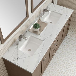 James Martin VanitiesChicago 72" Double Vanity, Whitewashed Walnut w/ 3 CM Ethereal Noctis Quartz Top305 - V72 - WWW - 3ENCAloha Habitat