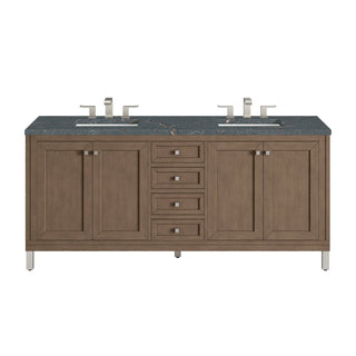 James Martin VanitiesChicago 72" Double Vanity, Whitewashed Walnut w/ 3 CM Parisien Bleu Quartz Top305 - V72 - WWW - 3PBLAloha Habitat