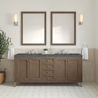 James Martin VanitiesChicago 72" Double Vanity, Whitewashed Walnut w/ 3 CM Parisien Bleu Quartz Top305 - V72 - WWW - 3PBLAloha Habitat