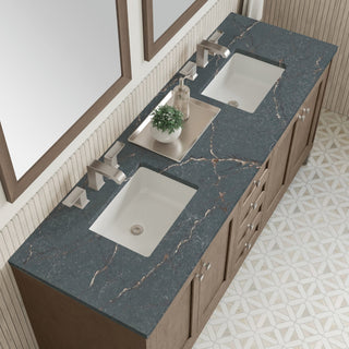 James Martin VanitiesChicago 72" Double Vanity, Whitewashed Walnut w/ 3 CM Parisien Bleu Quartz Top305 - V72 - WWW - 3PBLAloha Habitat