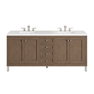 James Martin VanitiesChicago 72" Double Vanity, Whitewashed Walnut w/ 3 CM White Zeus Quartz Top305 - V72 - WWW - 3WZAloha Habitat