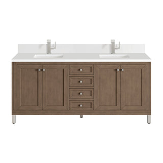 James Martin VanitiesChicago 72" Double Vanity, Whitewashed Walnut w/ Single Hole 3 CM White Zeus Quartz Top & Backsplash305 - V72 - WWW - 1WZAloha Habitat