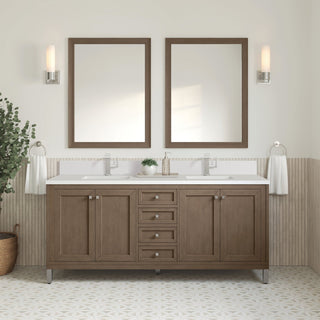 James Martin VanitiesChicago 72" Double Vanity, Whitewashed Walnut w/ Single Hole 3 CM White Zeus Quartz Top & Backsplash305 - V72 - WWW - 1WZAloha Habitat