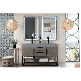 James Martin VanitiesColumbia 59" Double Vanity, Ash Gray, Matte Black w/ Dusk Grey Glossy Composite Stone Top388 - V59D - AGR - MB - DGGAloha Habitat