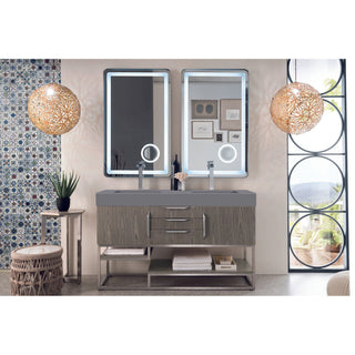 James Martin VanitiesColumbia 59" Double Vanity, Ash Gray w/ Dusk Grey Glossy Composite Stone Top388 - V59D - AGR - BN - DGGAloha Habitat