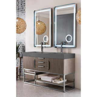 James Martin VanitiesColumbia 59" Double Vanity, Ash Gray w/ Dusk Grey Glossy Composite Stone Top388 - V59D - AGR - BN - DGGAloha Habitat