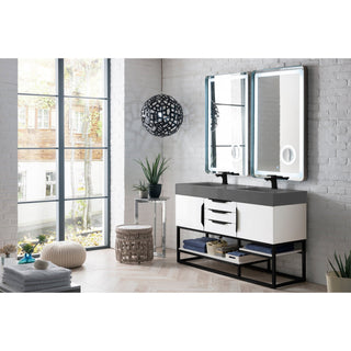 James Martin VanitiesColumbia 59" Double Vanity, Glossy White, Matte Black w/ Dusk Grey Glossy Composite Stone Top388 - V59D - GW - MB - DGGAloha Habitat