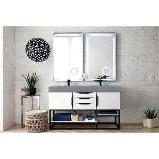 James Martin VanitiesColumbia 59" Double Vanity, Glossy White, Matte Black w/ Dusk Grey Glossy Composite Stone Top388 - V59D - GW - MB - DGGAloha Habitat