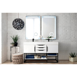 James Martin VanitiesColumbia 59" Double Vanity, Glossy White, Matte Black w/ Glossy White Composite Stone Top388 - V59D - GW - MB - GWAloha Habitat