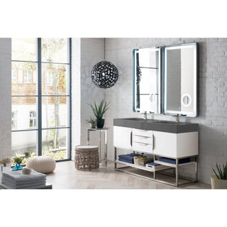 James Martin VanitiesColumbia 59" Double Vanity, Glossy White w/ Dusk Grey Glossy Composite Stone Top388 - V59D - GW - BN - DGGAloha Habitat