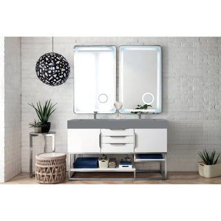 James Martin VanitiesColumbia 59" Double Vanity, Glossy White w/ Dusk Grey Glossy Composite Stone Top388 - V59D - GW - BN - DGGAloha Habitat