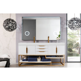 James Martin VanitiesColumbia 72" Double Vanity, Glossy White, Radiant Gold w/ Glossy White Composite Stone Top388 - V72D - GW - RG - GWAloha Habitat