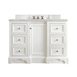 James Martin VanitiesDe Soto 48" Single Vanity, Bright White w/ 3 CM Victorian Silver Quartz Top825 - V48 - BW - 3VSLAloha Habitat