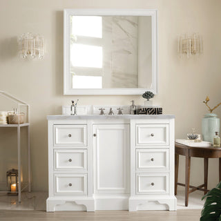 James Martin VanitiesDe Soto 48" Single Vanity, Bright White w/ 3 CM Victorian Silver Quartz Top825 - V48 - BW - 3VSLAloha Habitat