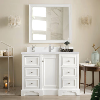 James Martin VanitiesDe Soto 48" Single Vanity, Bright White w/ Single Hole 3 CM White Zeus Quartz Top & Backsplash825 - V48 - BW - 1WZAloha Habitat