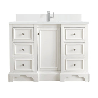 James Martin VanitiesDe Soto 48" Single Vanity, Bright White w/ Single Hole 3 CM White Zeus Quartz Top & Backsplash825 - V48 - BW - 1WZAloha Habitat