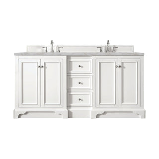 James Martin VanitiesDe Soto 72" Double Vanity, Bright White w/ 3 CM Victorian Silver Quartz Top825 - V72 - BW - 3VSLAloha Habitat