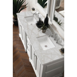 James Martin VanitiesDe Soto 72" Double Vanity, Bright White w/ 3 CM Victorian Silver Quartz Top825 - V72 - BW - 3VSLAloha Habitat