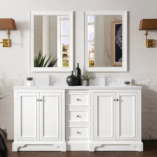 James Martin VanitiesDe Soto 72" Double Vanity, Bright White w/ Single Hole 3 CM White Zeus Quartz Top & Backsplash825 - V72 - BW - 1WZAloha Habitat