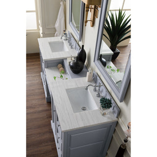 James Martin VanitiesDe Soto 82" Double Vanity Set, Silver Gray w/ 3 CM Arctic Fall Solid Surface Top825 - V82 - SL - DU - AFAloha Habitat