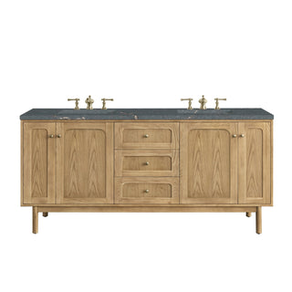 James Martin VanitiesLaurent 72" Double Vanity, Light Natural Oak w/ 3 CM Parisien Bleu Top545 - V72 - LNO - 3PBLAloha Habitat